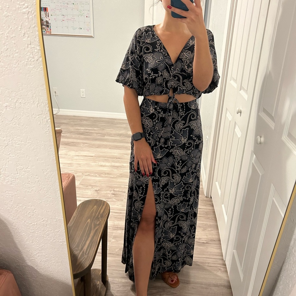 Navy Two Piece Set - matching top and skirt sold together
